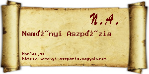 Neményi Aszpázia névjegykártya